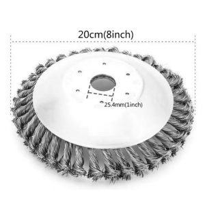 8 Inch Steel Wire Brush Cutter Trimmer Head Sets Weeds Blade Cutter with Universal Adapter Kit Compatible with String Trimmers, Moss Grass Rust Removal, Gardening Lawnmower 8 inch Steel Wire Trimmer head
